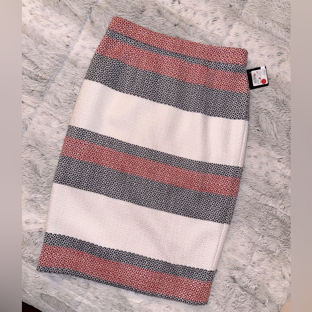 NWT Halogen from Nordstrom Red White Blue Colorblock Tweed Pencil Skirt